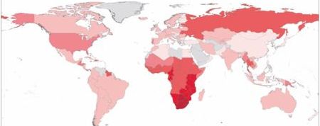 Mapa de prevalencia global do VIH